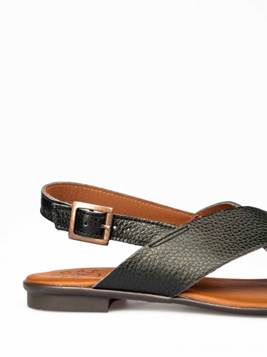 Crossed Leather Sandal