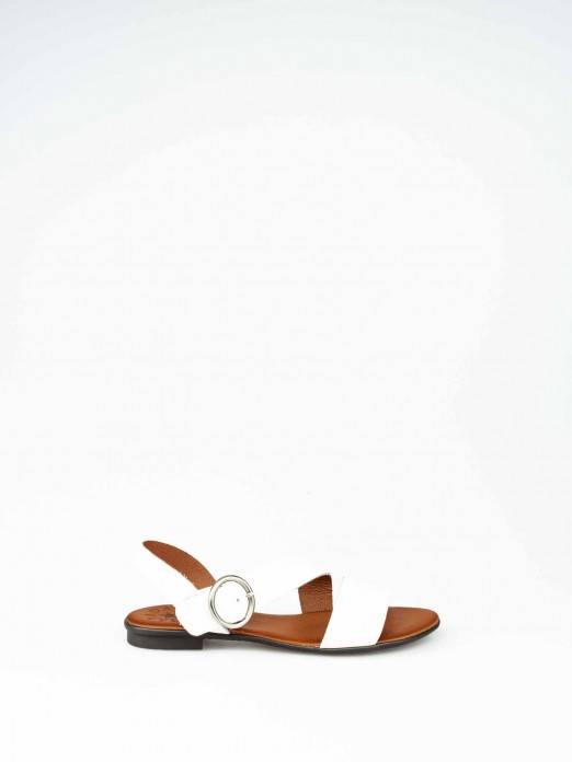 Leather Round Buckle Sandal
