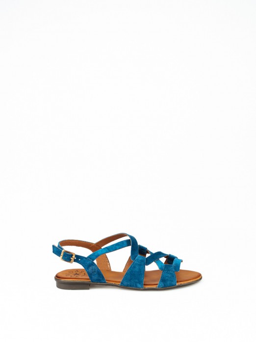 Flat Sandal with Crossed Suede Straps