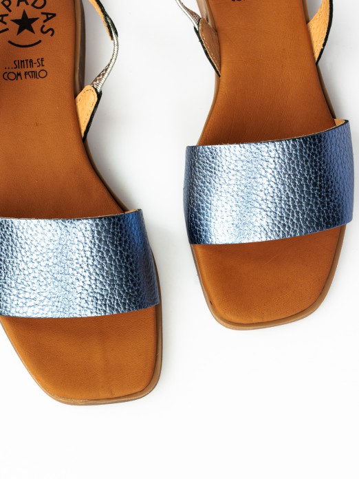 Laminated Leather Flat Sandals