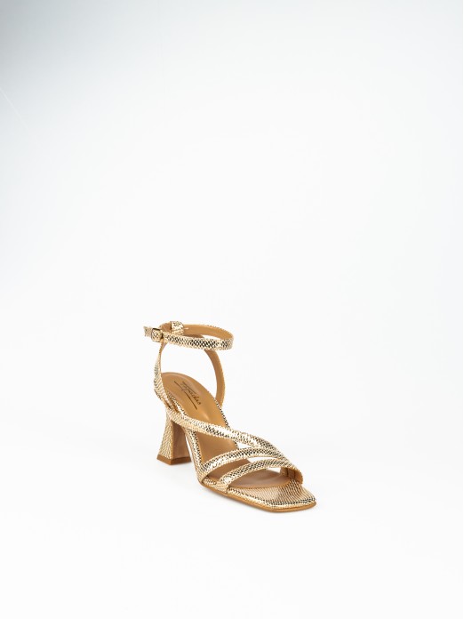 Laminated Leather Sandal with Texture