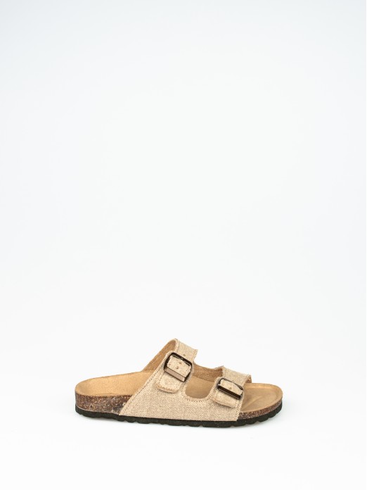 Two Straps Linen Bio Slipper