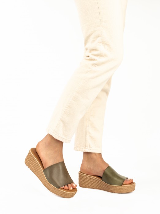 Leather Wedge Mules