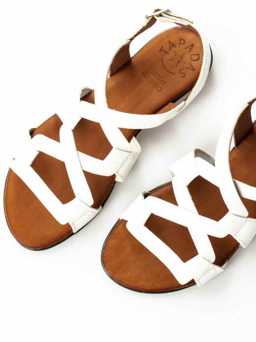 Flat Sandal with Crossed Leather Straps
