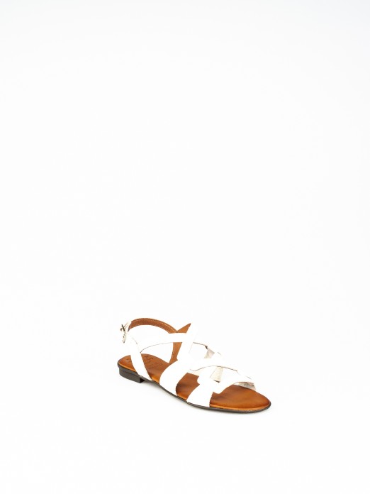 Flat Sandal with Crossed Leather Straps