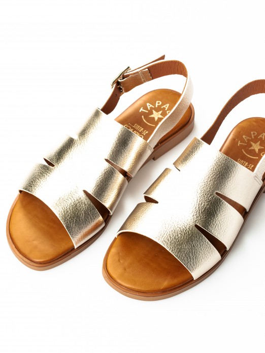 Laminated Leather Sandal with Openings