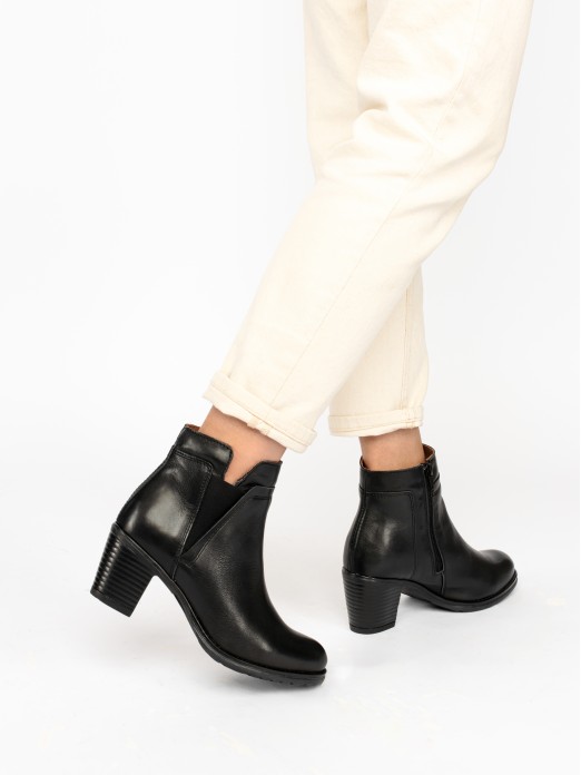High-Heel Ankle Boots in Leather