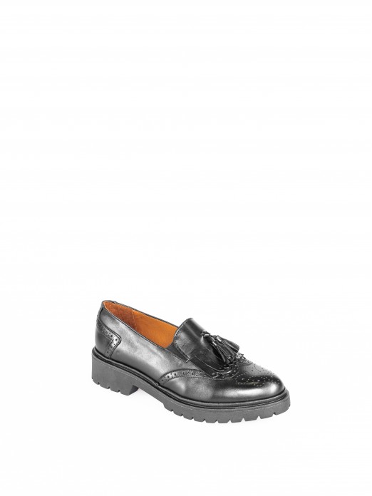 Leather Track Sole Tassel-Embellished Loafers