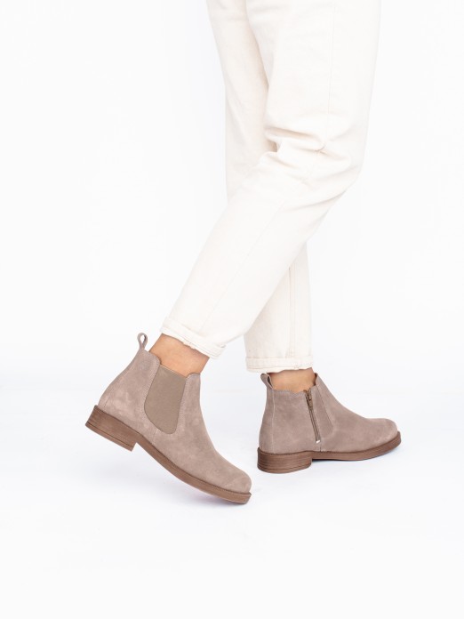 Suede Ankle Boots with Elastic