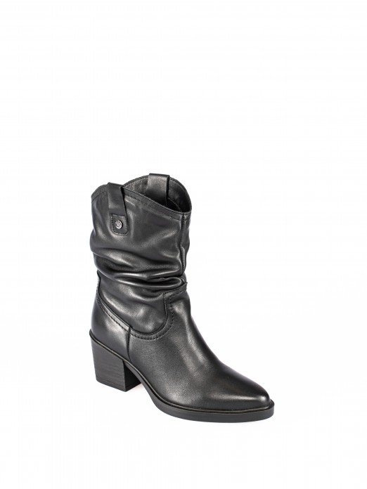 Wrinkled Leather High-heel Boots