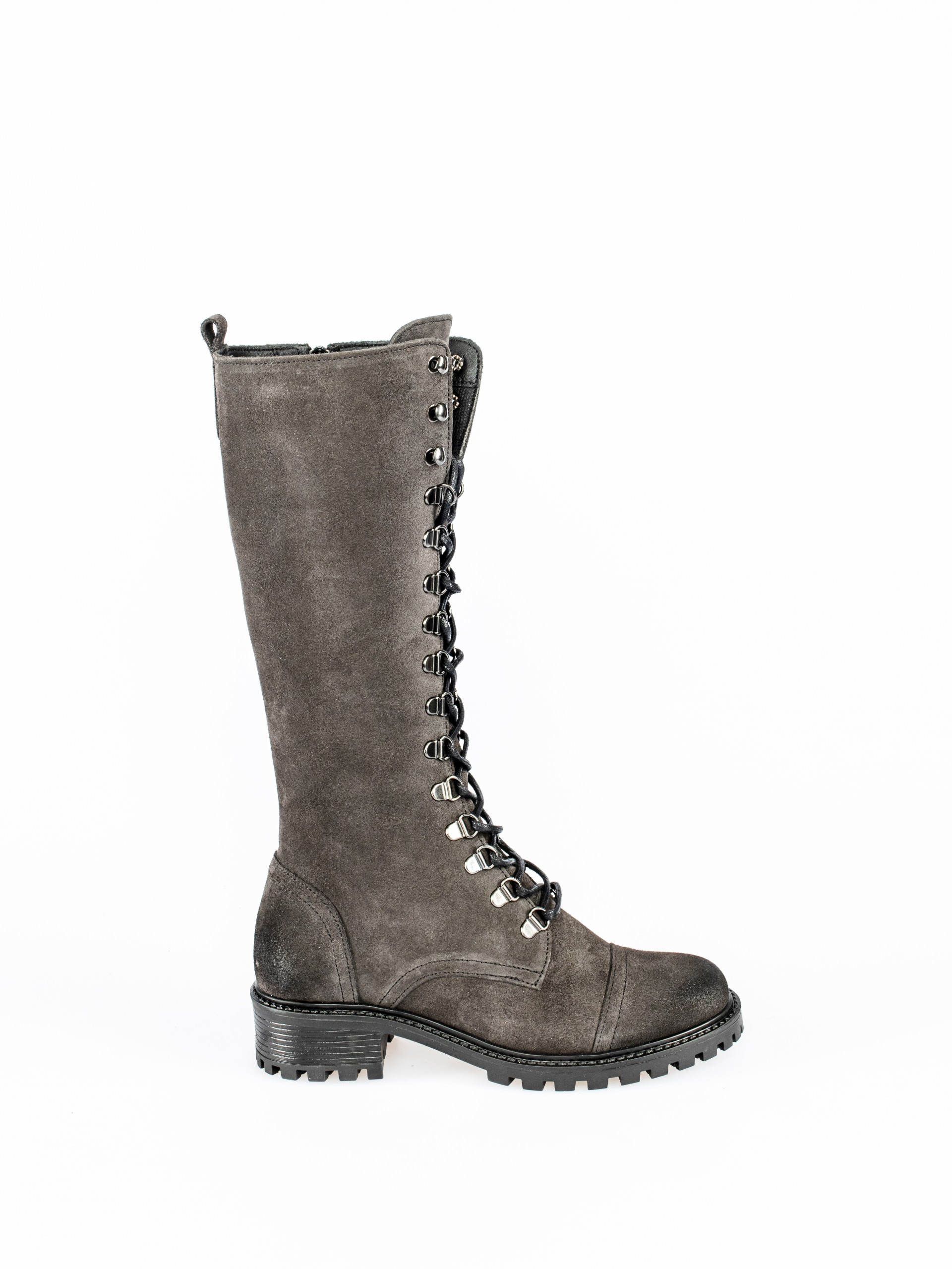 Lace-up Knee-High Suede Boots