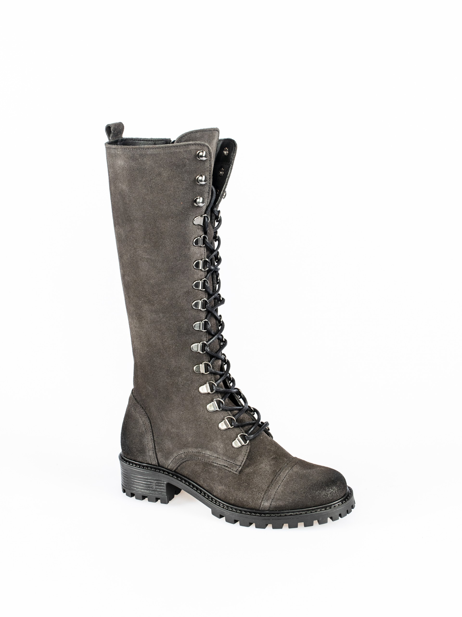 Lace-up Knee-High Suede Boots