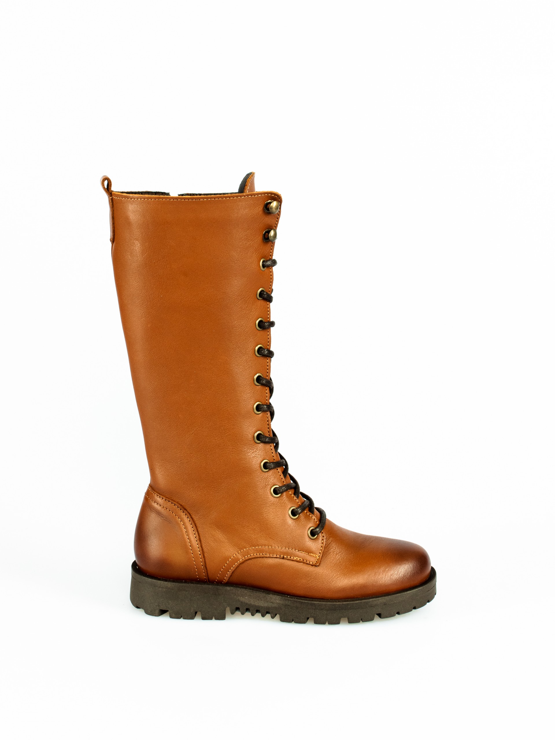 Lace-up Knee-High Leather Boots