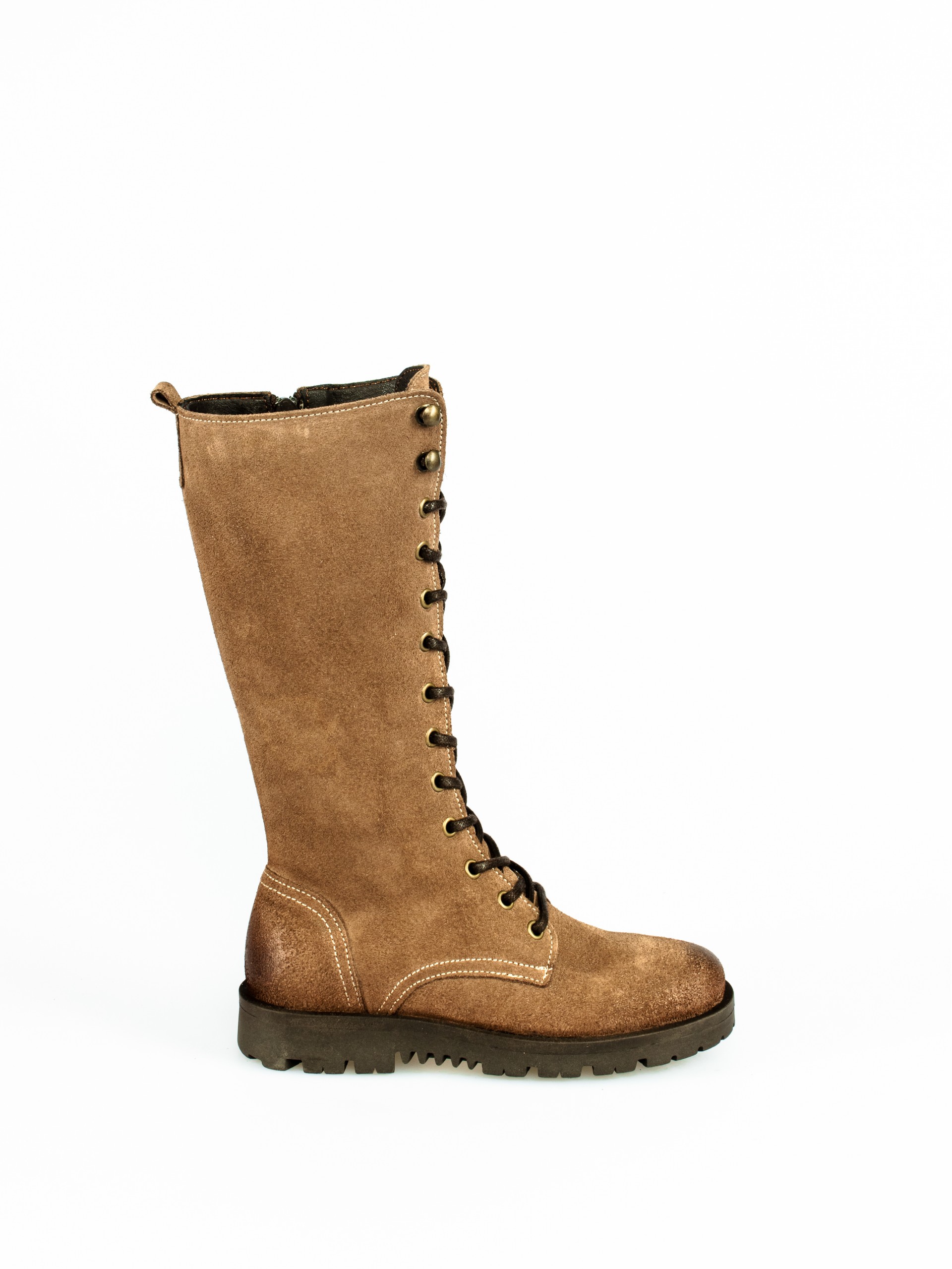 Lace-up Knee-High Suede Boots