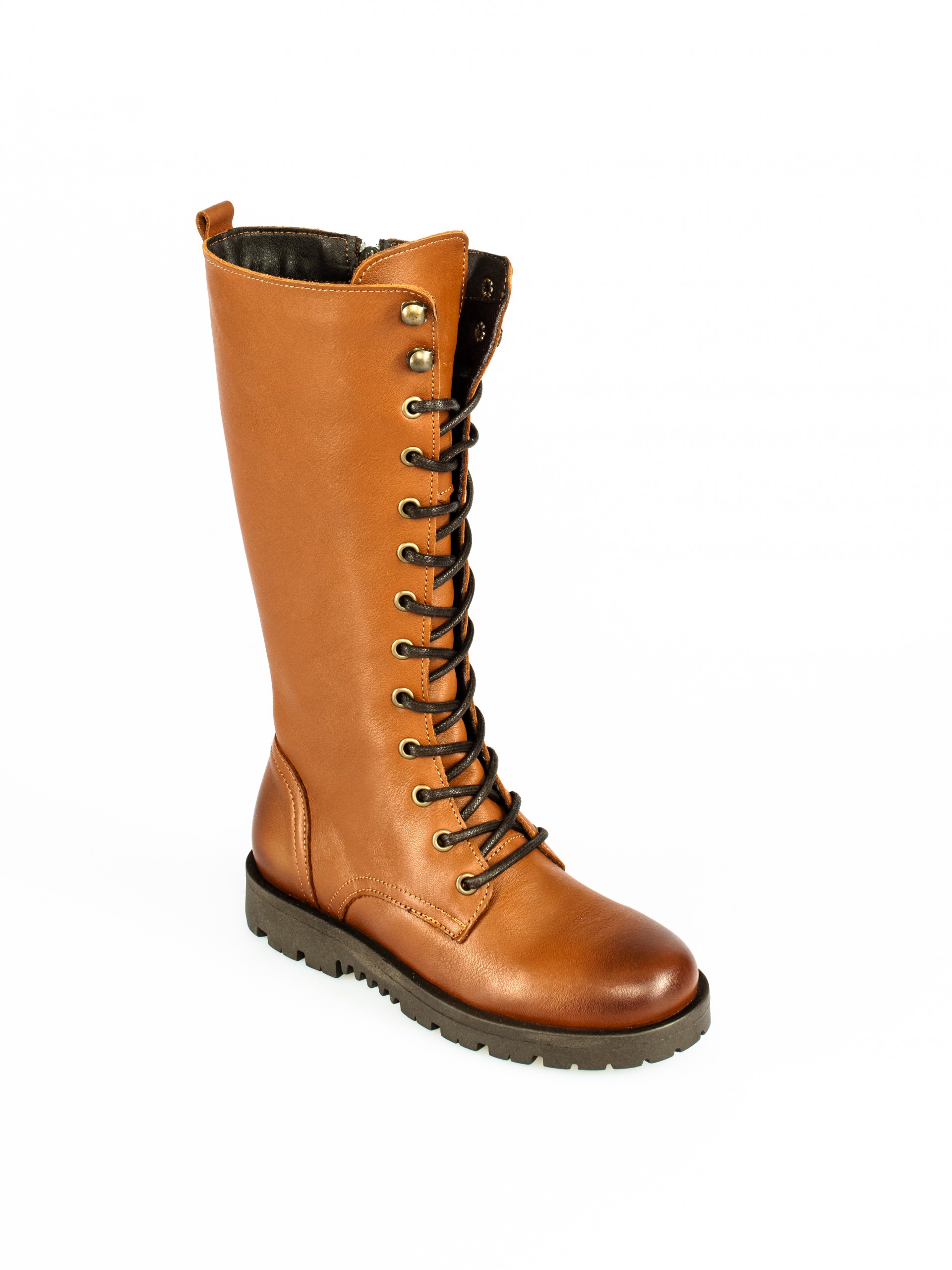 Lace-up Knee-High Leather Boots