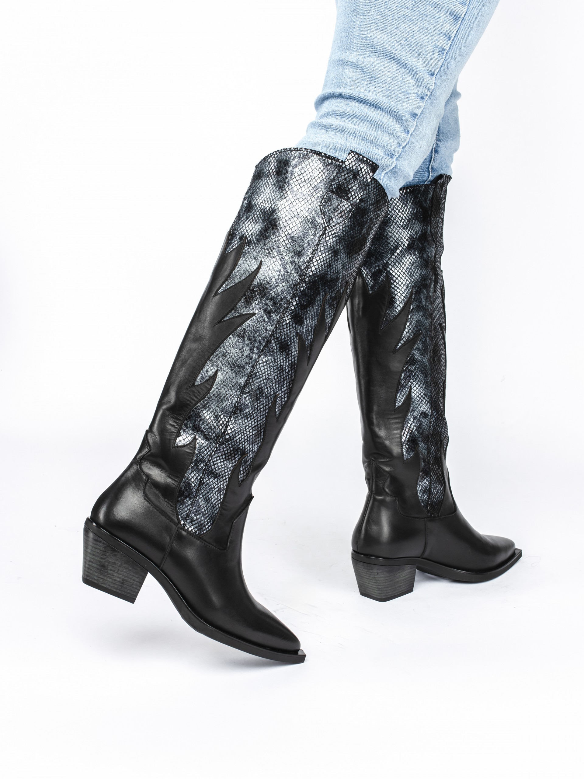 High Leather Western Boot