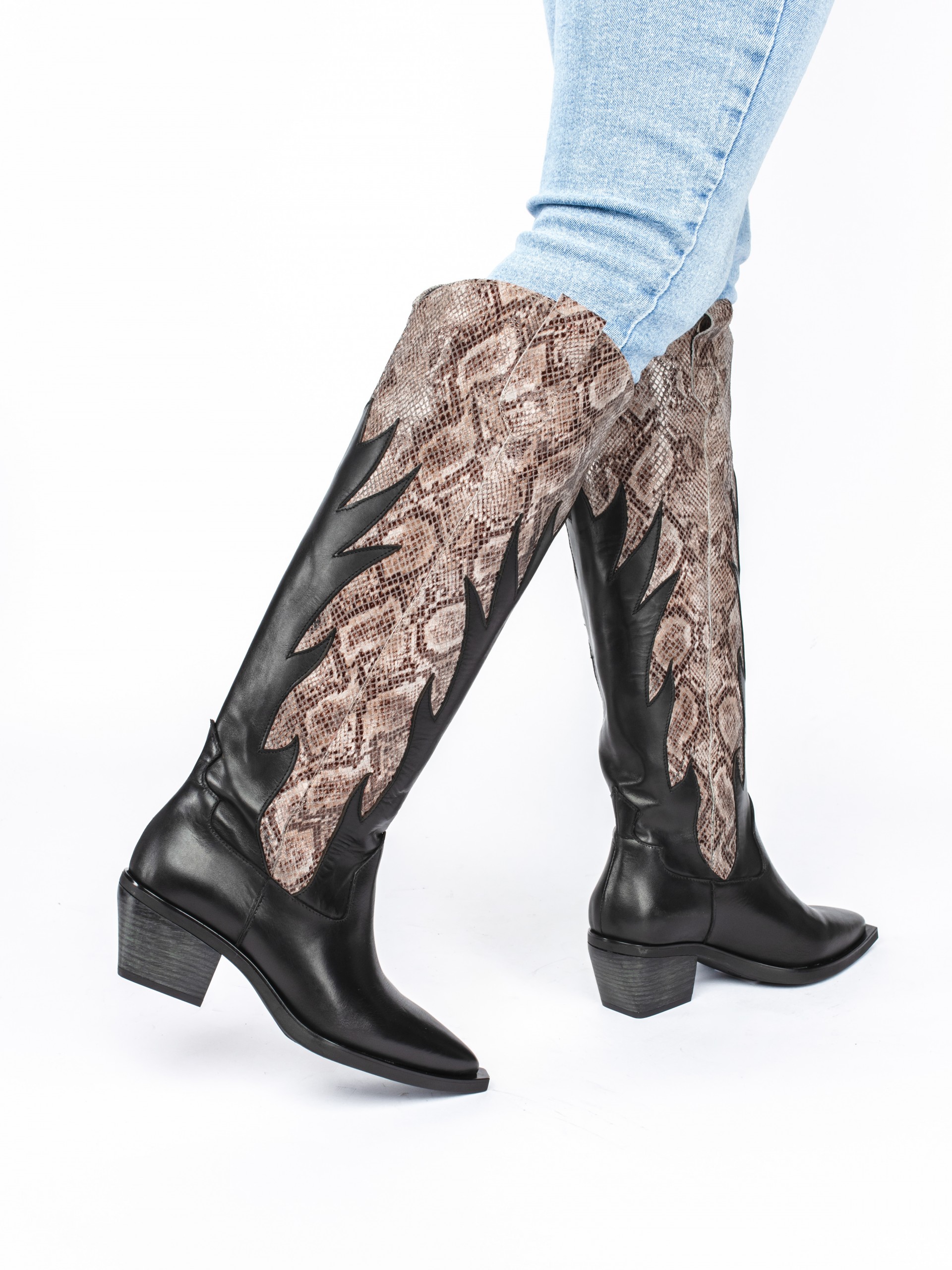 High Leather Western Boot