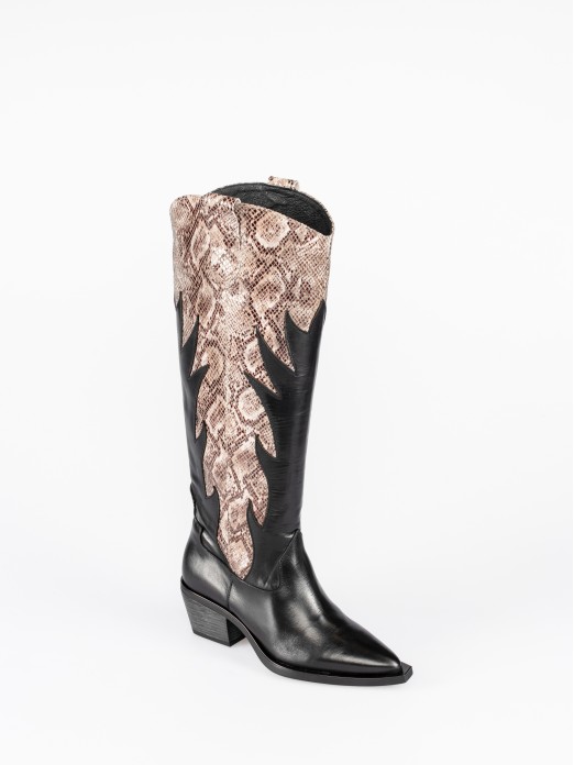 High Leather Western Boot