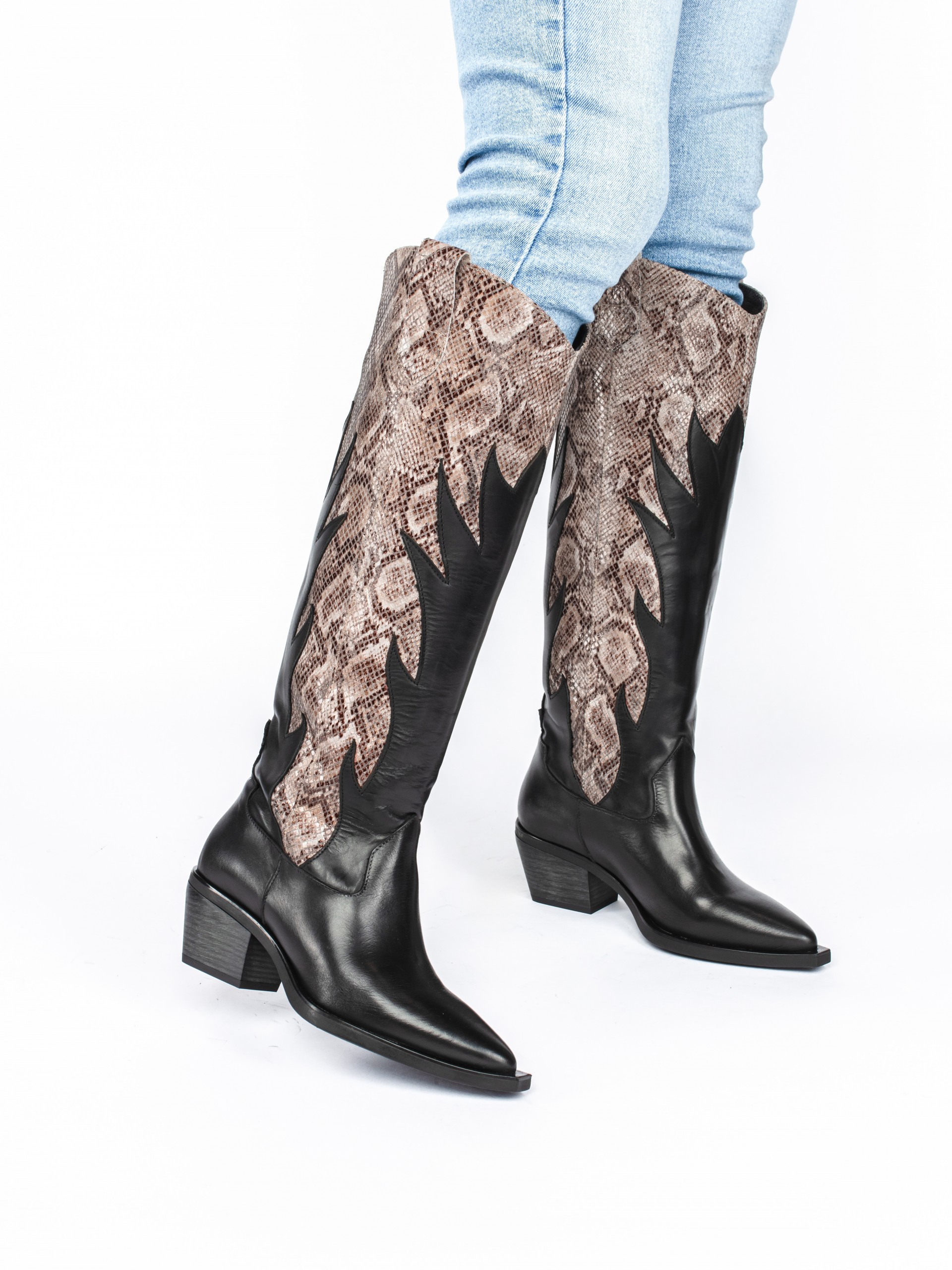 High Leather Western Boot