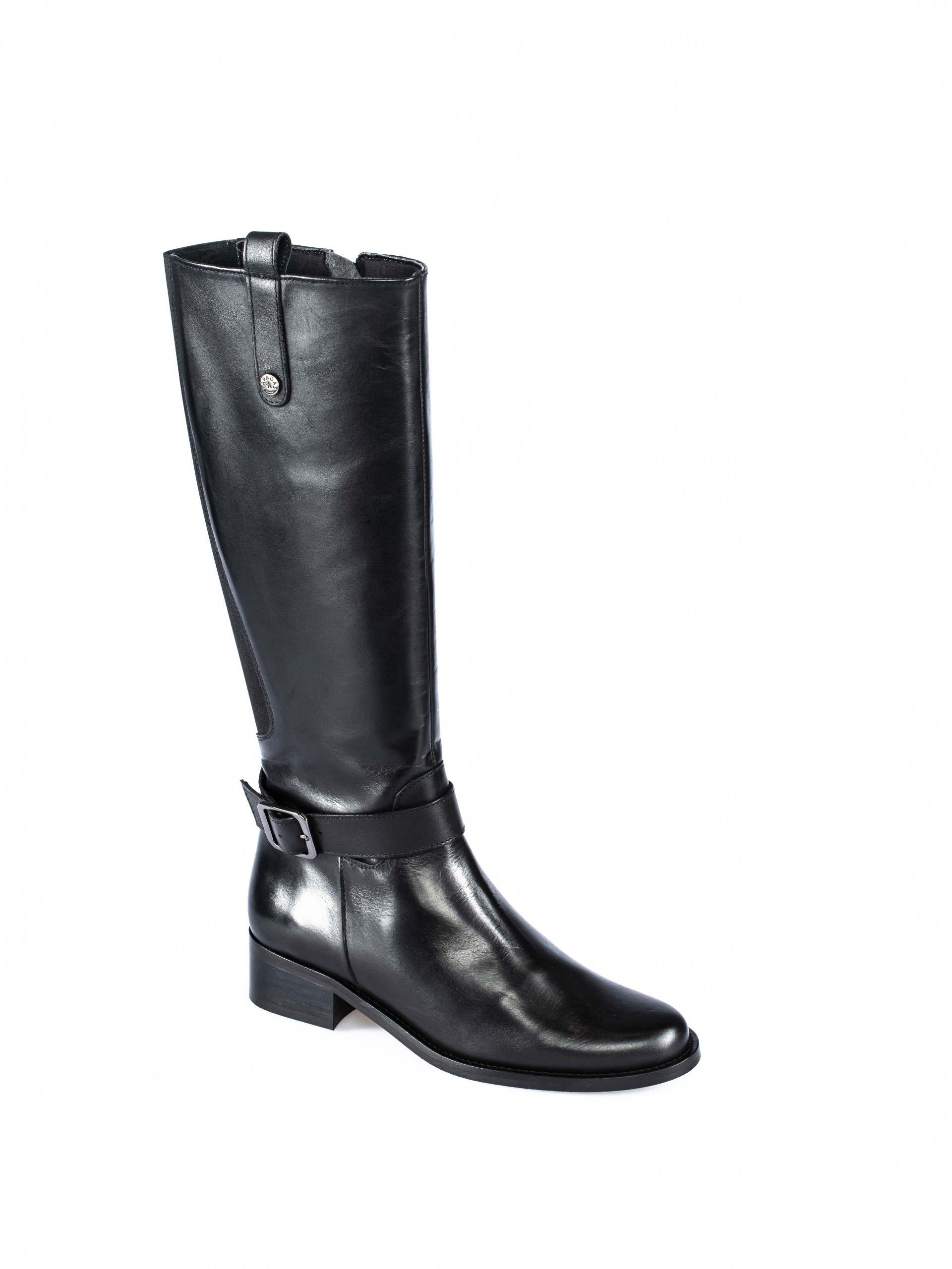 Bota Cano Alto em Pele com Fivela