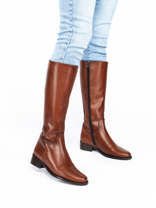Leather Knee-High Boots
