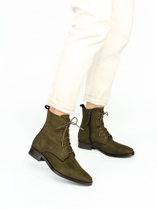 Nobuck Lace-up Ankle Boots