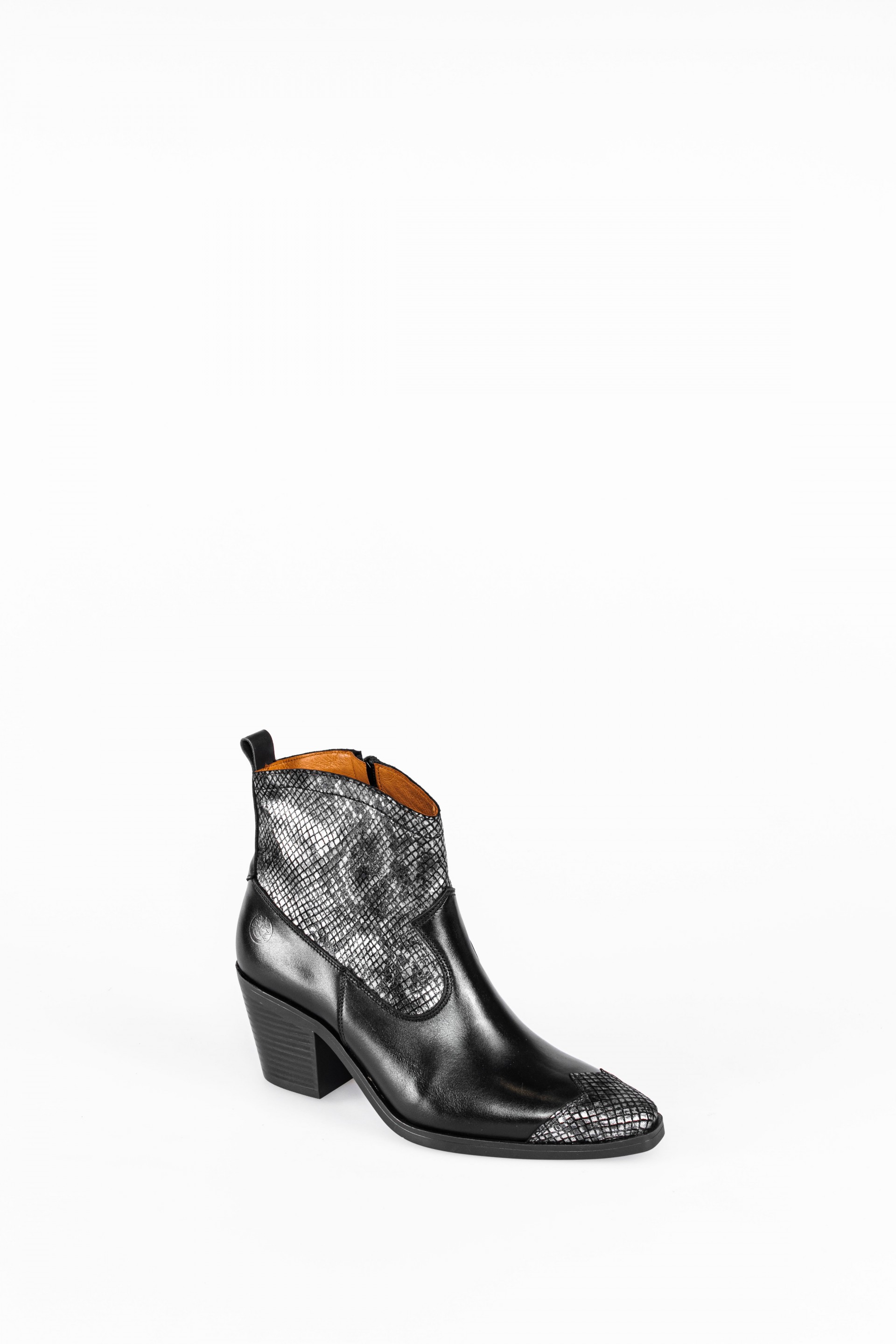 Leather Cowboy Ankle Boots with Snake effect