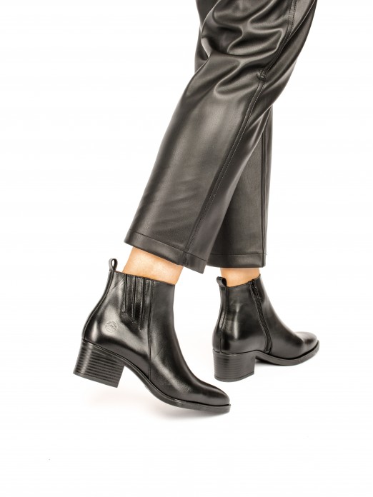 Leather Ankle Boots with Heel
