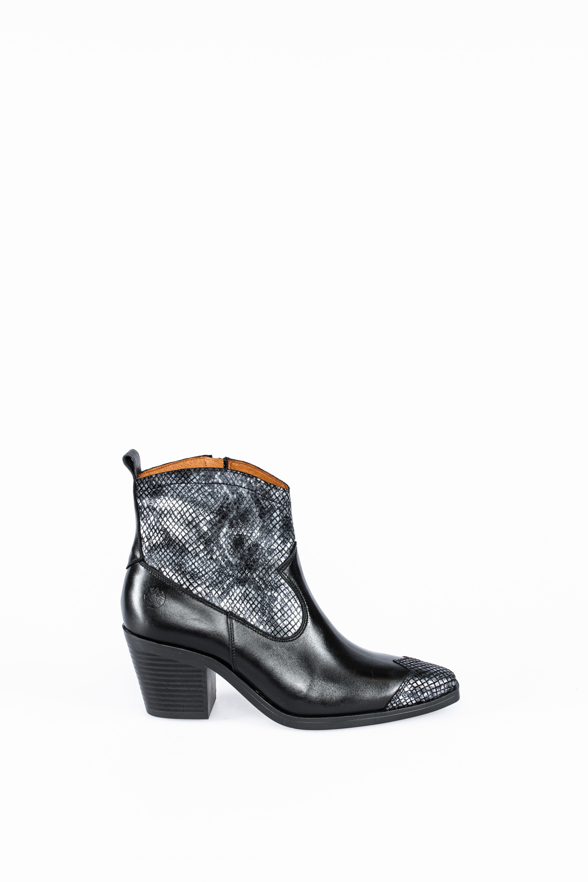 Leather Cowboy Ankle Boots with Snake effect