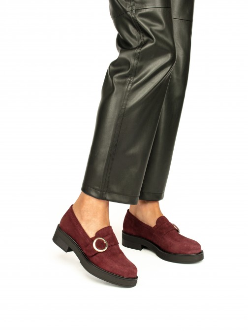 Chunky Heel Loafers in Suede