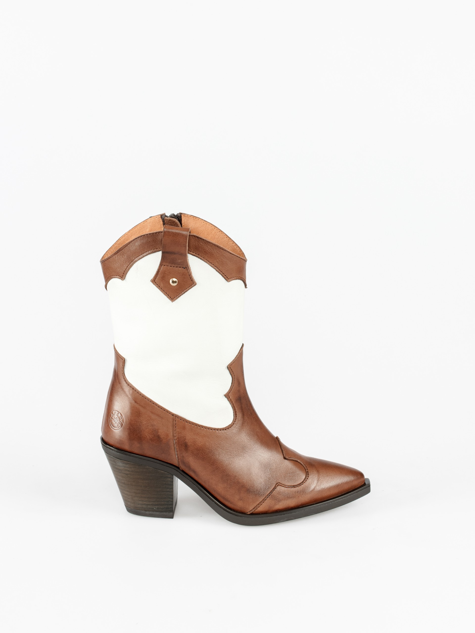 Cowboy Style Boots with White Panel