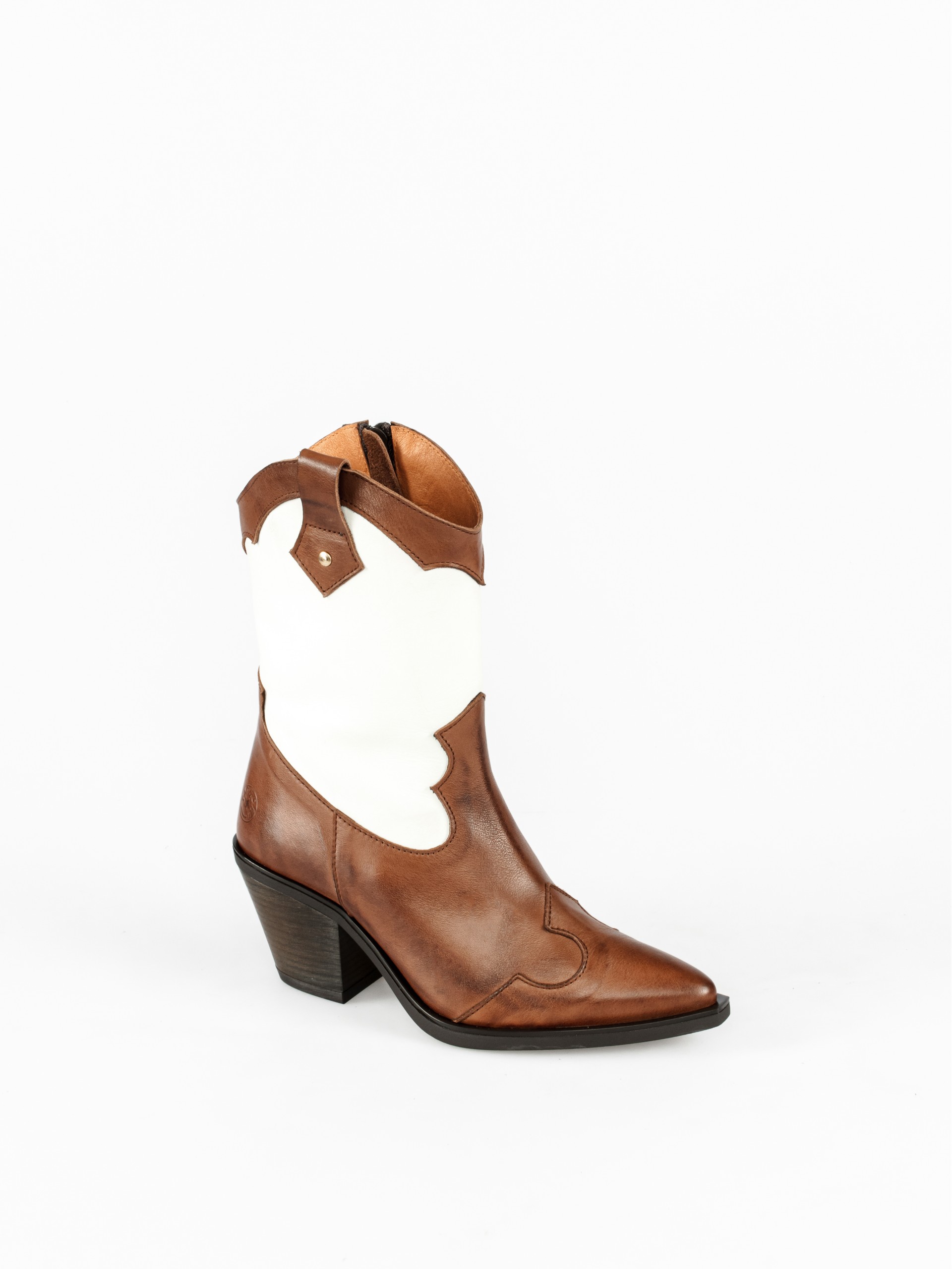 Cowboy Style Boots with White Panel