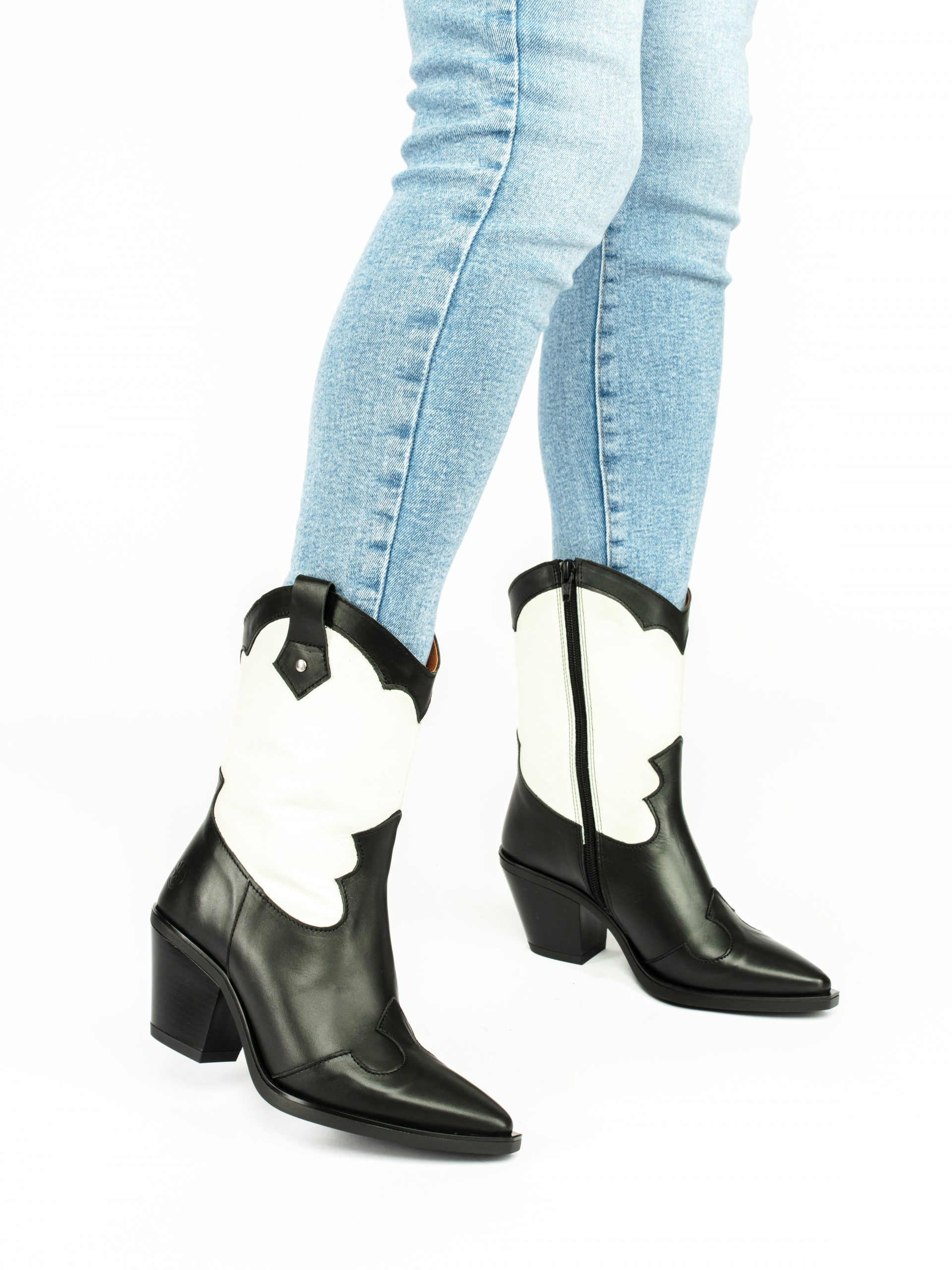 Cowboy Style Boots with White Panel