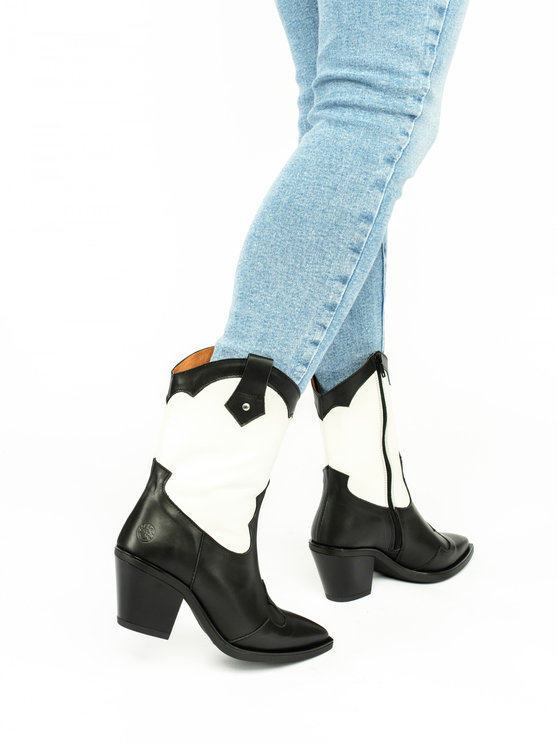 Cowboy Style Boots with White Panel