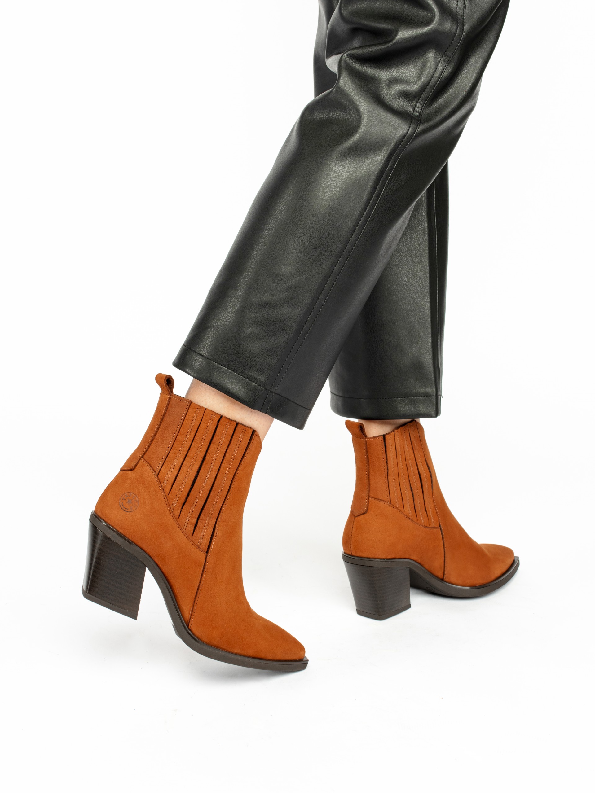 Tall Nobuk Ankle-Boots with Elastics