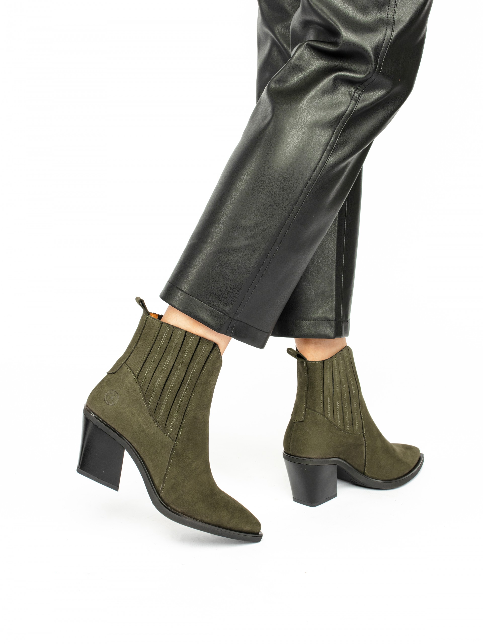 Tall Nobuk Ankle-Boots with Elastics
