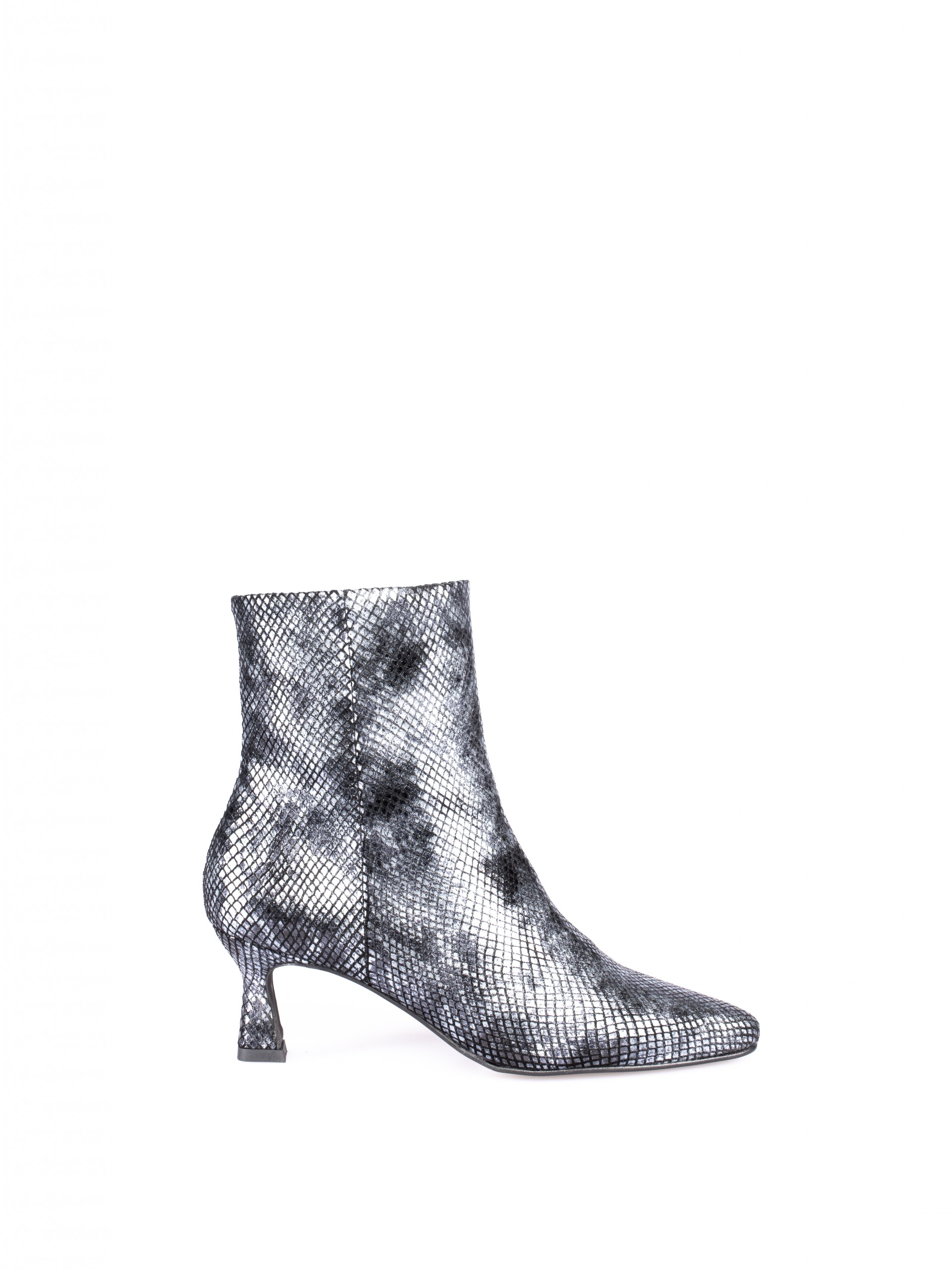 High-heel Leather Ankle Boots Serpent Effect