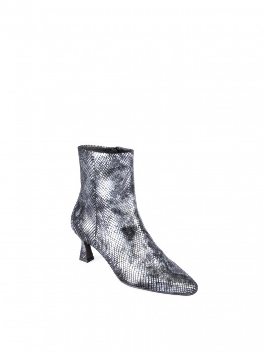High-heel Leather Ankle Boots Serpent Effect