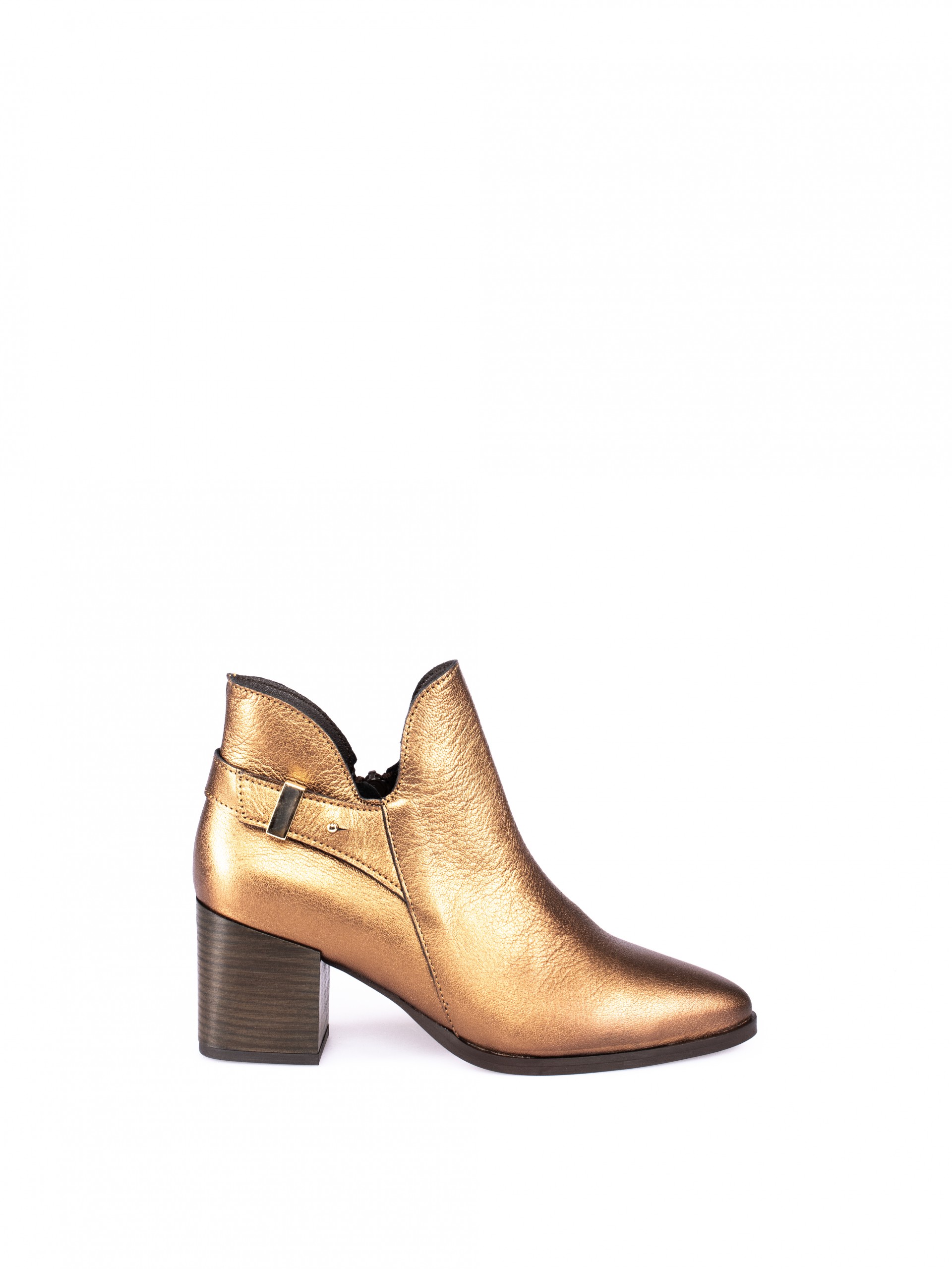 Leather High-Heel Ankle Boots with a cut-out Neckl