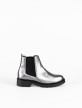 Laminated Leather Ankle Boots with Elastic Laminated Leather Ankle Boots with Elastic