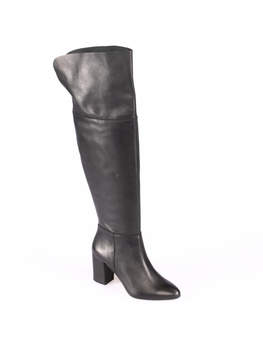 High-Heel Over the Knee Boots in Leather