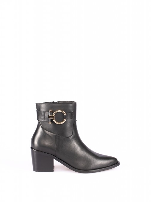 Leather Ankle Boots with Buckle