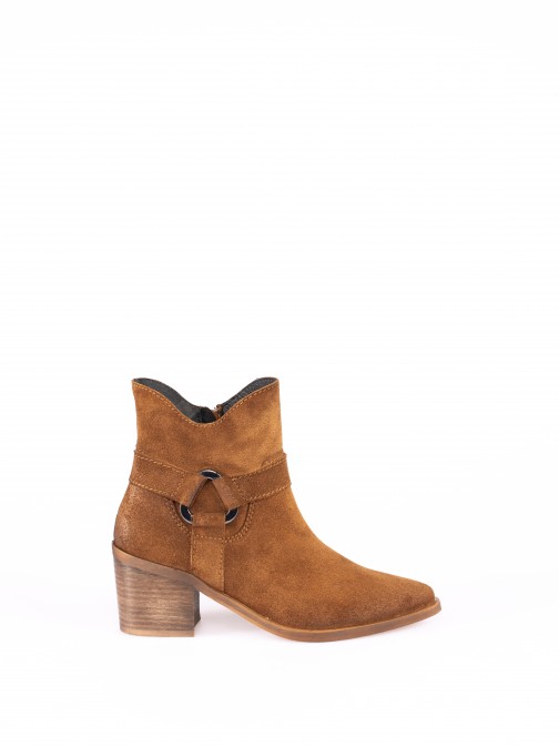 Suede High-Heel Ankle-Boots with cut-out Neckline