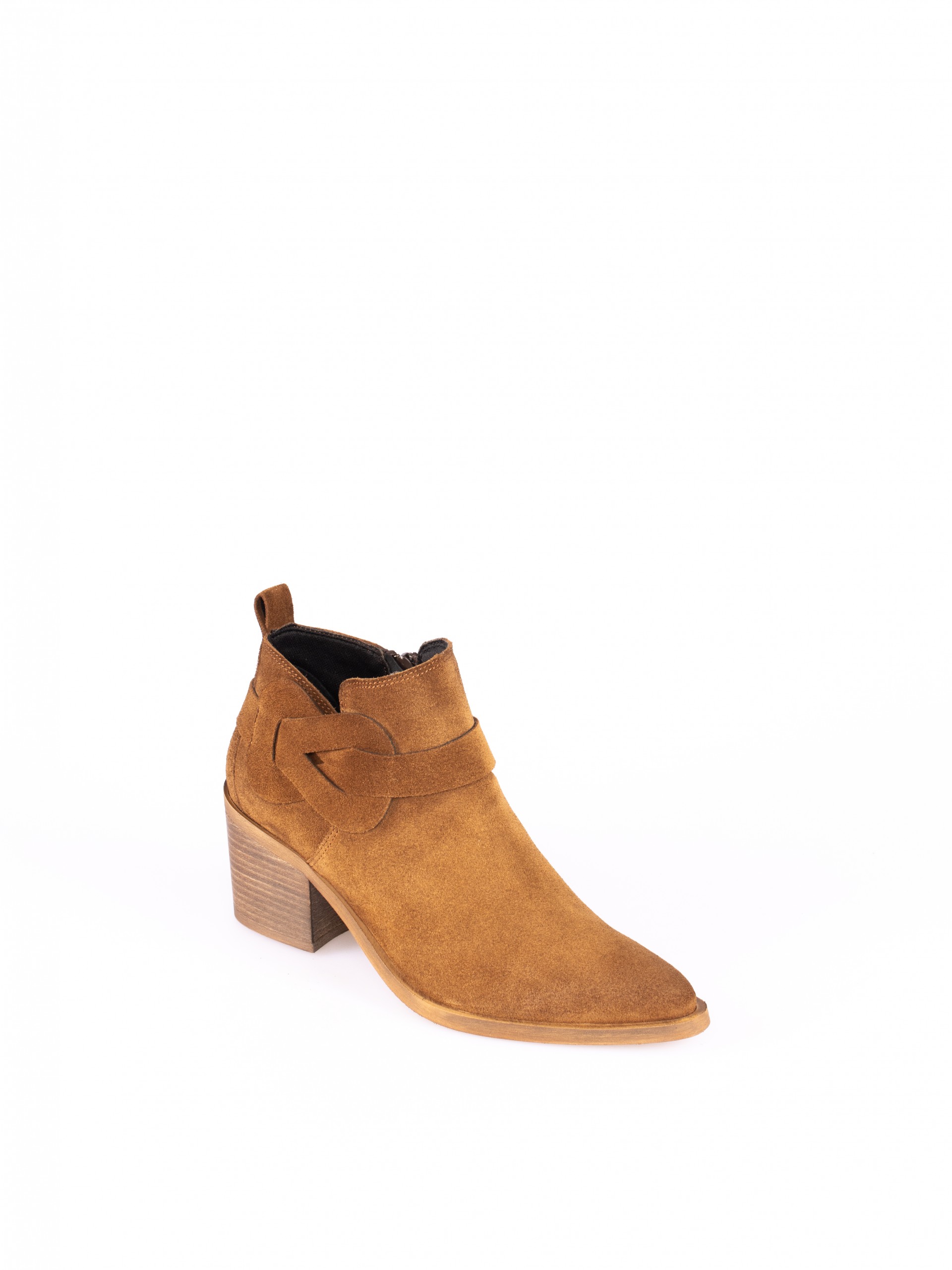 Suede High Heel Ankle Boots with Detail