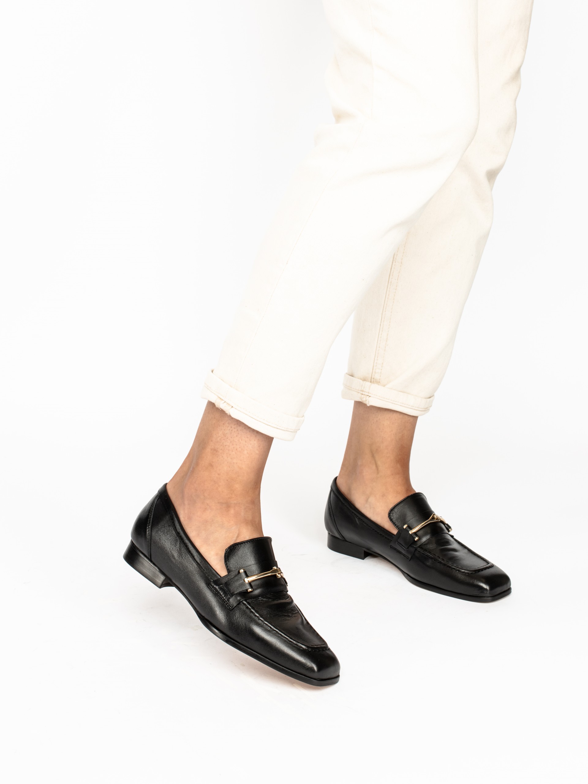 Leather Moccassins with Gold Appliqué