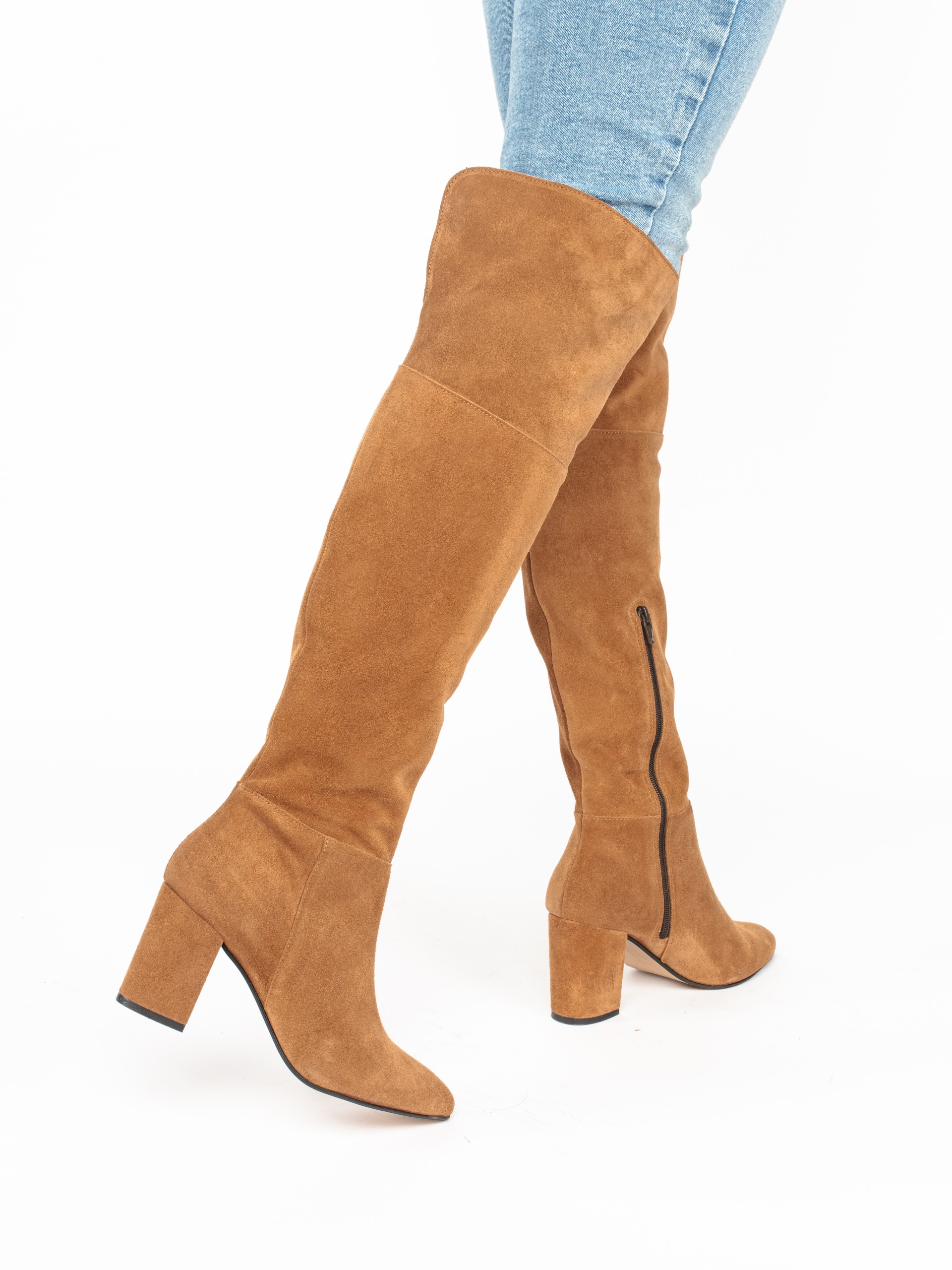 High-Heel Over the Knee Boots in Suede