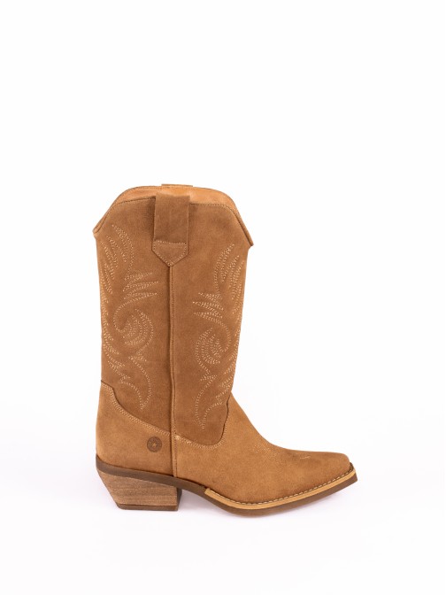 Embroidered Cowboy Suede Boots