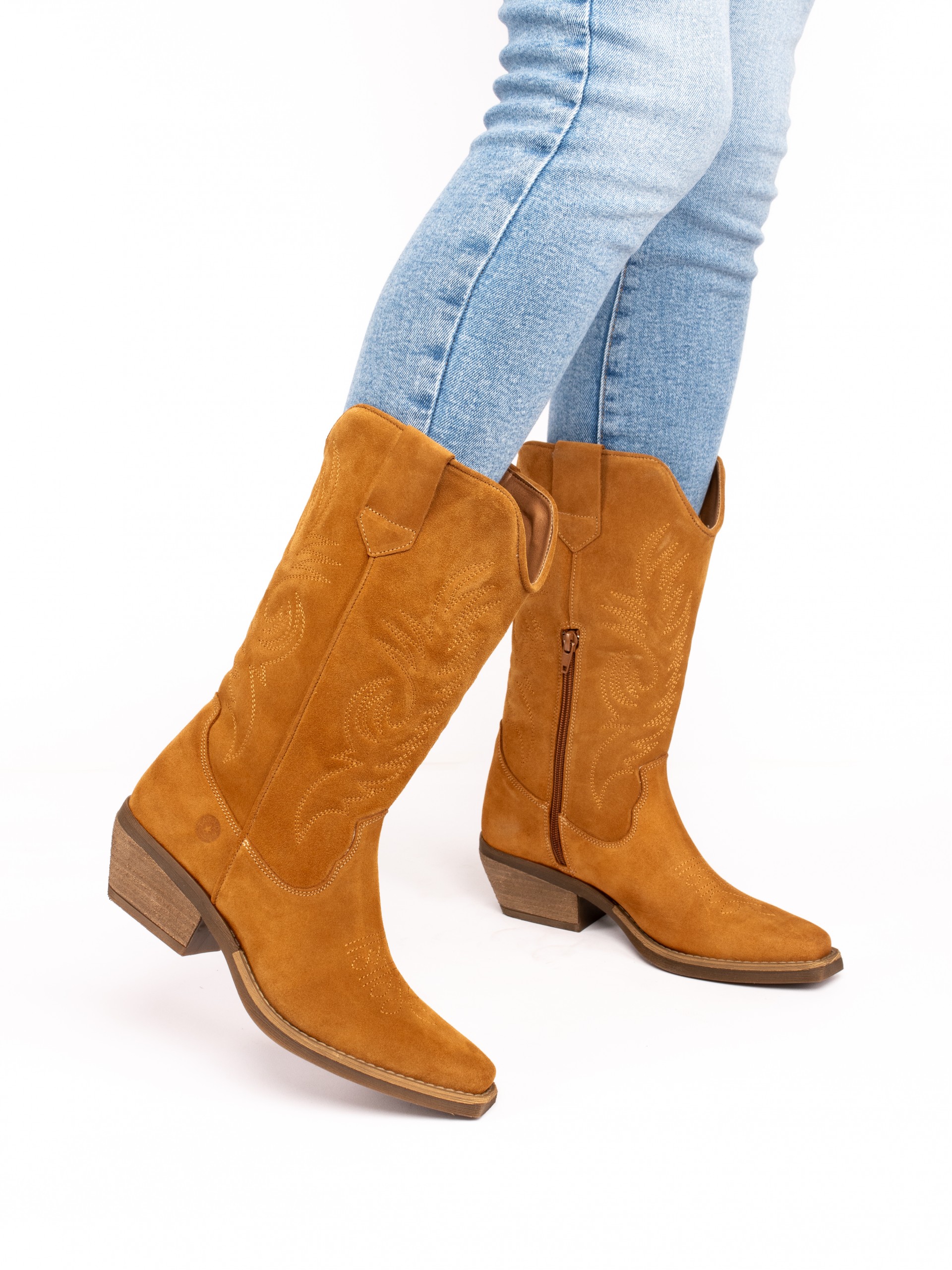 Embroidered Cowboy Suede Boots