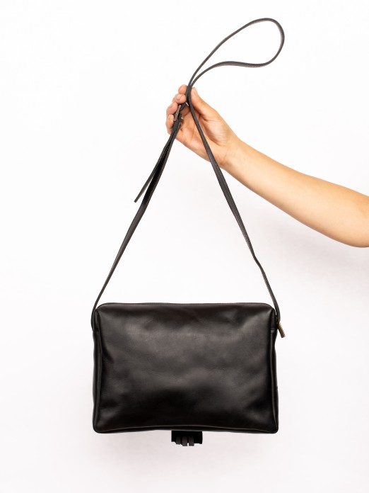 Aged Leather with Tassel Crossbody Bag