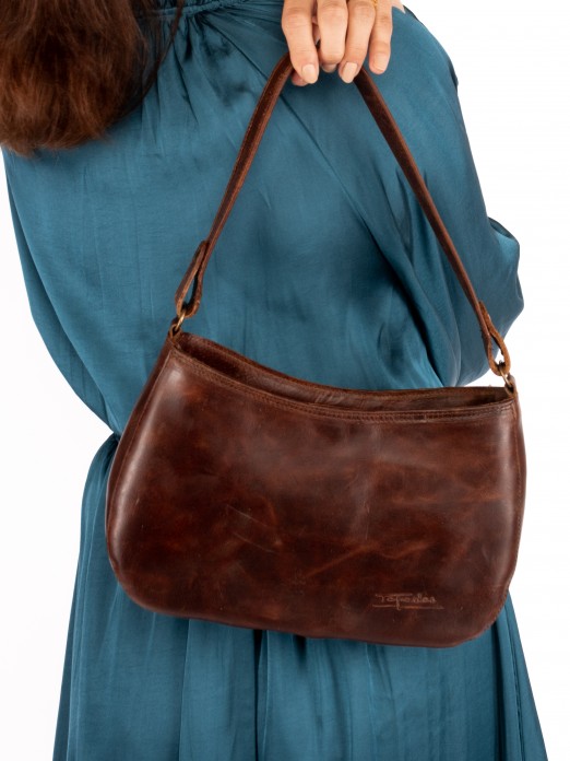 Mini Shoulder Bag in Aged Leather